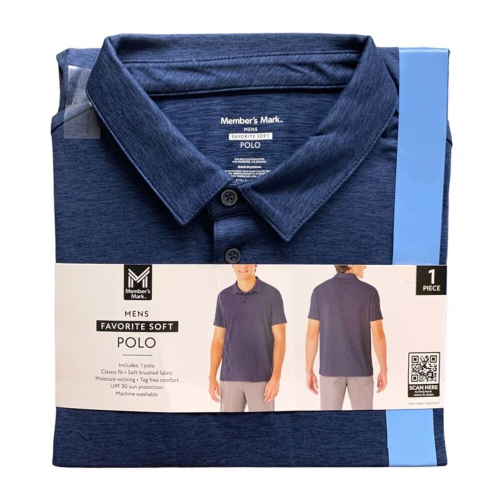 Navy - Member's Mark Mens Favorite Soft Polo, Classic Fit, Tag-Free, Polyester B